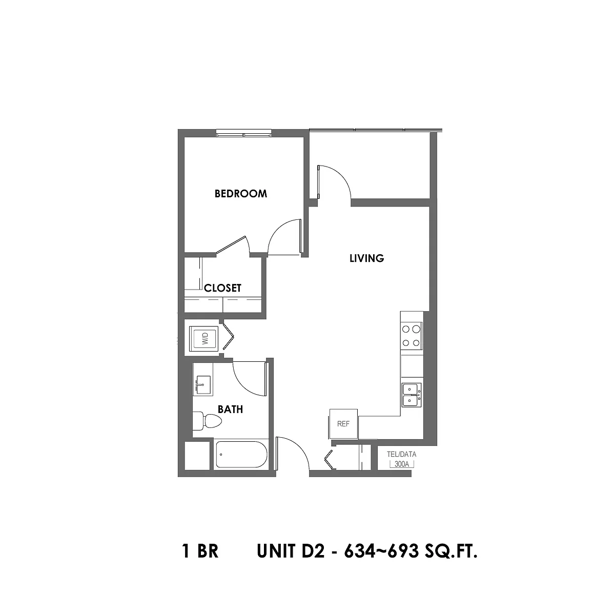 Floor plan 1 Bedroom - D2