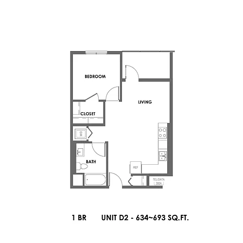 Floor plan 1 Bedroom - D2