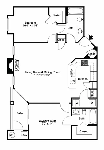 Floor plan 2 Bedroom 2 Bath
