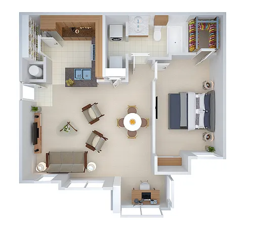 Floor plan 1 BED, 1 BATH WITH STUDY (era2)