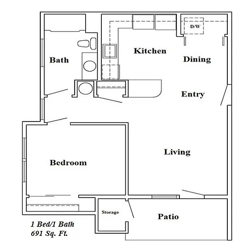 Floor plan 1 Bed 1 Bath