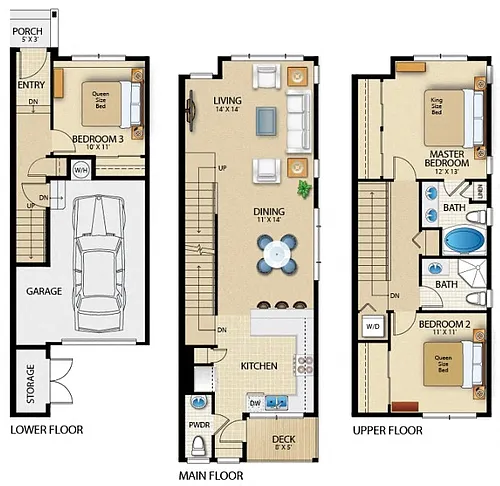 Floor plan 3 Bedroom 2.5 Bath (C1)