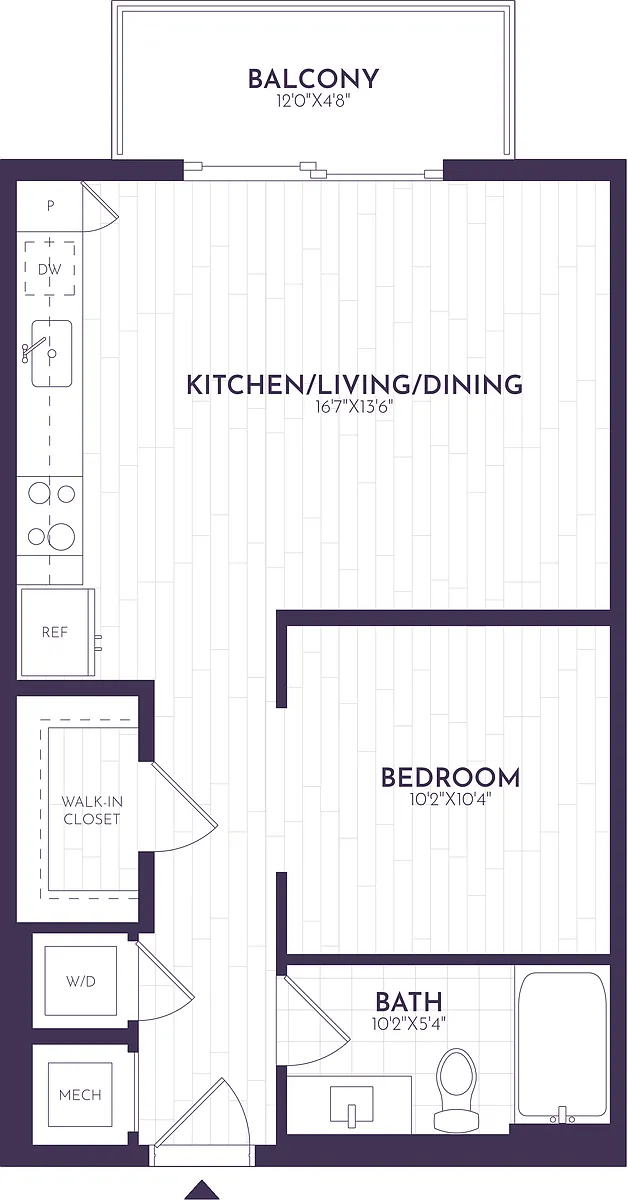 Floor plan Jr. 1 Bed/1 Bath-ST