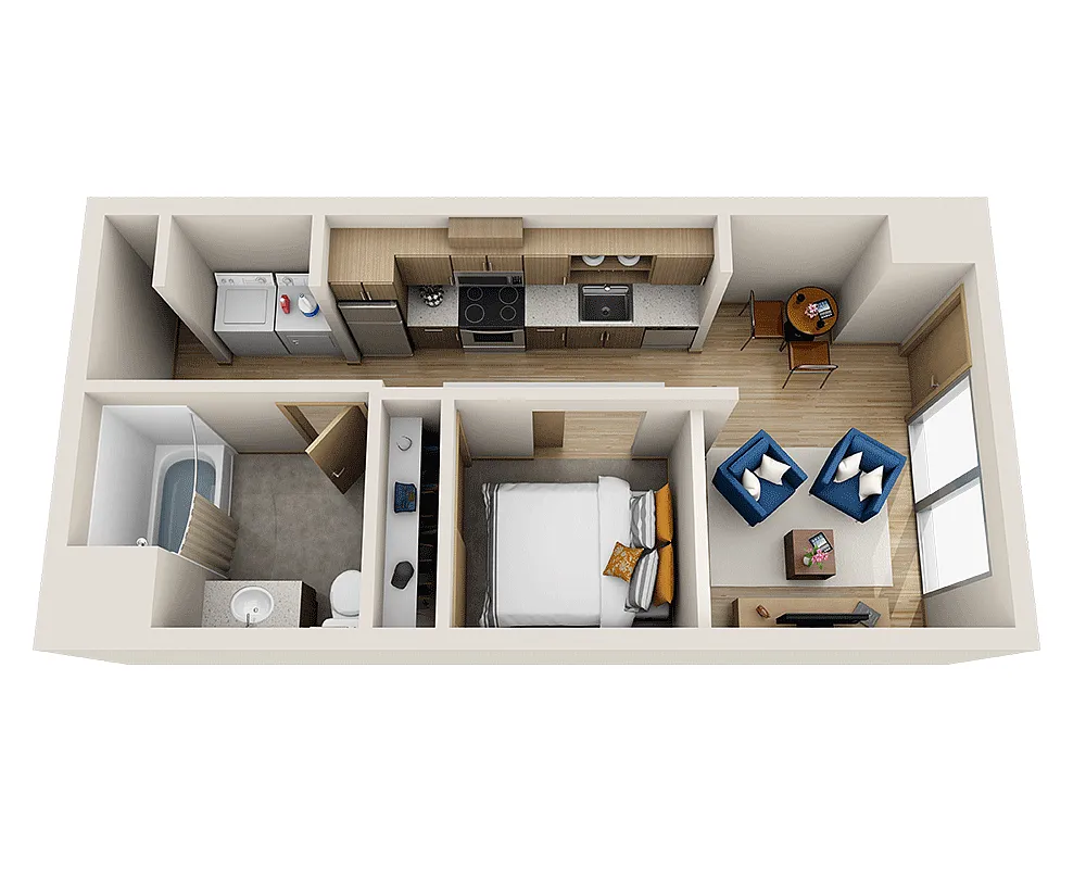 Floor plan One Bedroom A1B