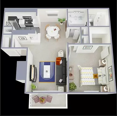 Floor plan 1 Bedroom 1 Bathroom