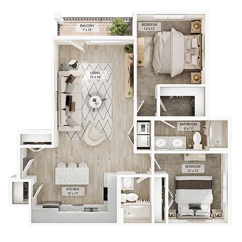Floor plan 2 BR - Birch Overlook