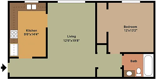 Floor plan Campaign 1-1 bedroom 1 bathroom