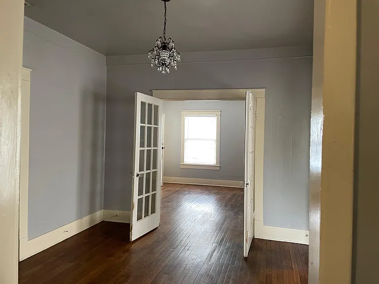 Living room is past the French doors
