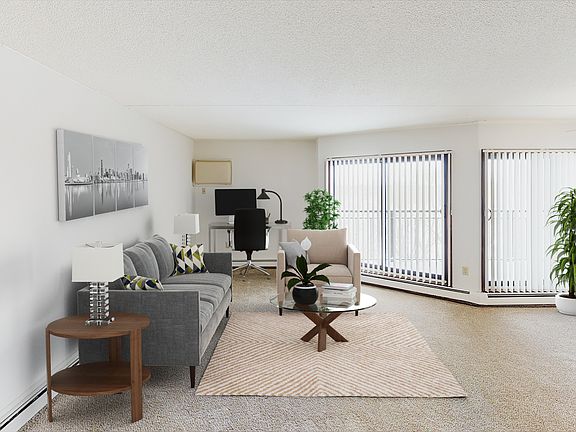Unique features like multiple patio doors and angled walls