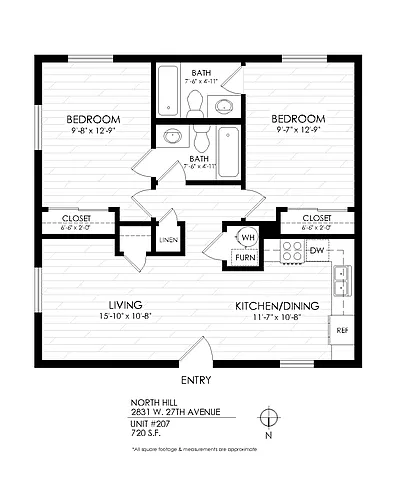 Floor plan 2 Bedroom x 2 Bath