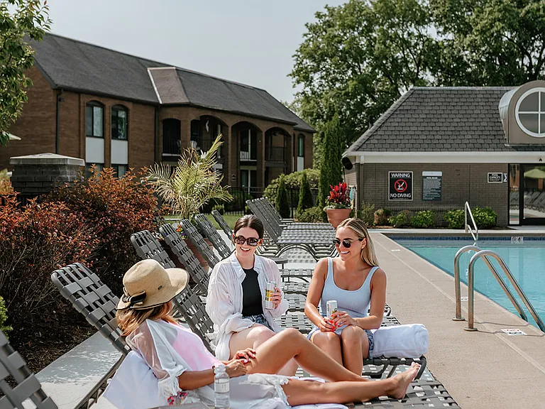 Relaxing resort-inspired pool with lounge seating