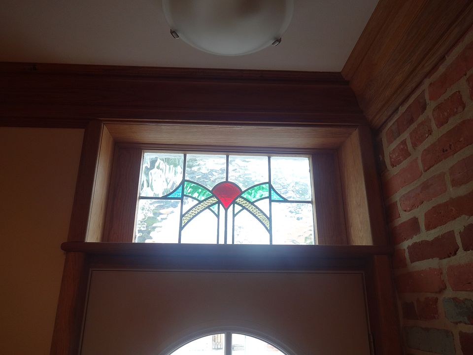 Lead glass transom at entry
