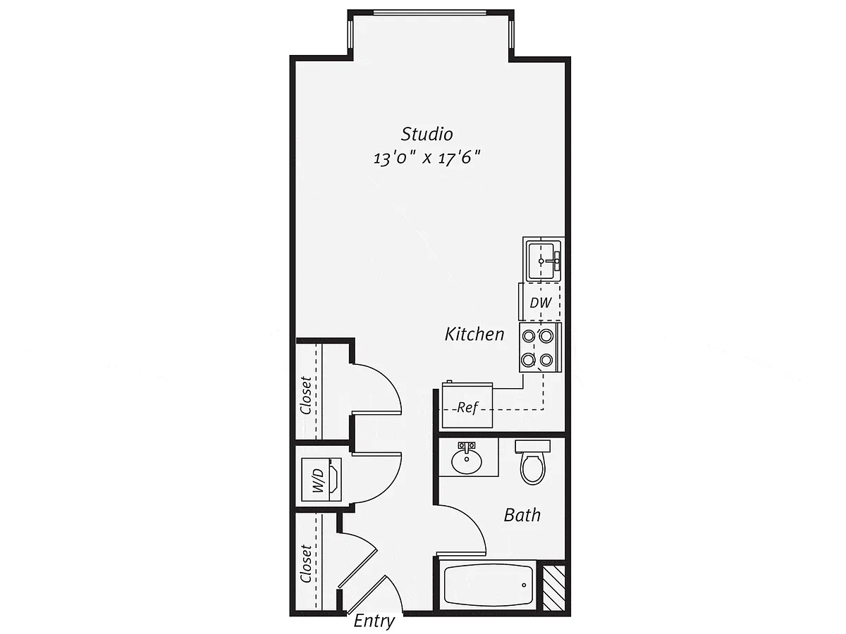 Floor plan Studio, 1 Bathroom S1