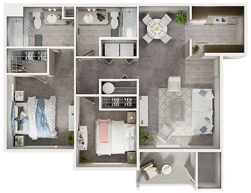 Floor plan 2 Bedroom, 2 Bath