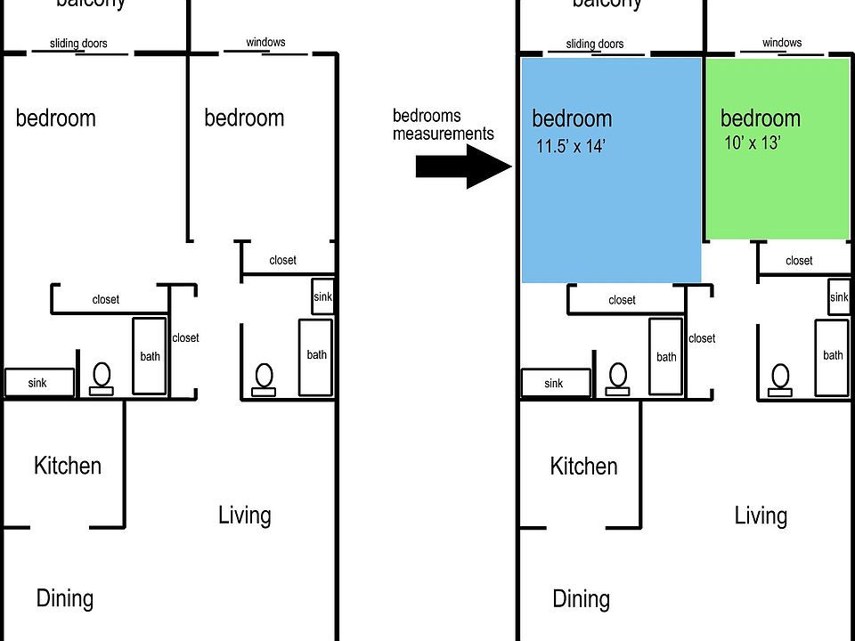 floor plan and size of bedroom
