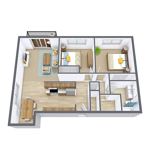Floor plan Two Bedroom 21B