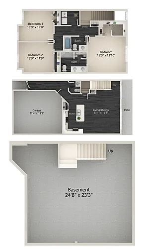 Floor plan 3 Bedroom Townhome