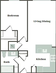 Floor plan 1 Bed/1 Bath A