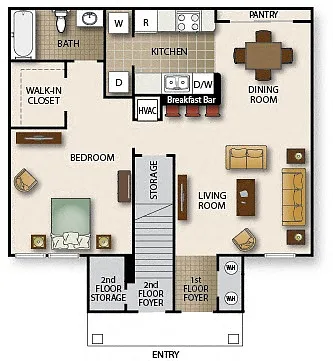Floor plan One Bedroom One Bath (b)