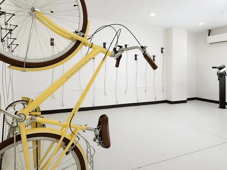 Bike storage room with bike repair station