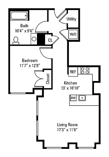 Floor plan 1 Bedroom 1 Bath