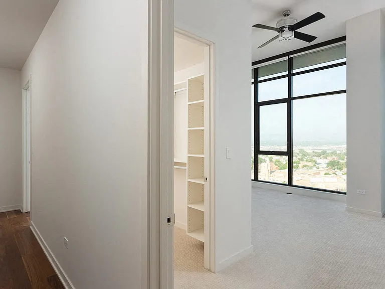 California Closet built walk-in closets directly attached to bathrooms