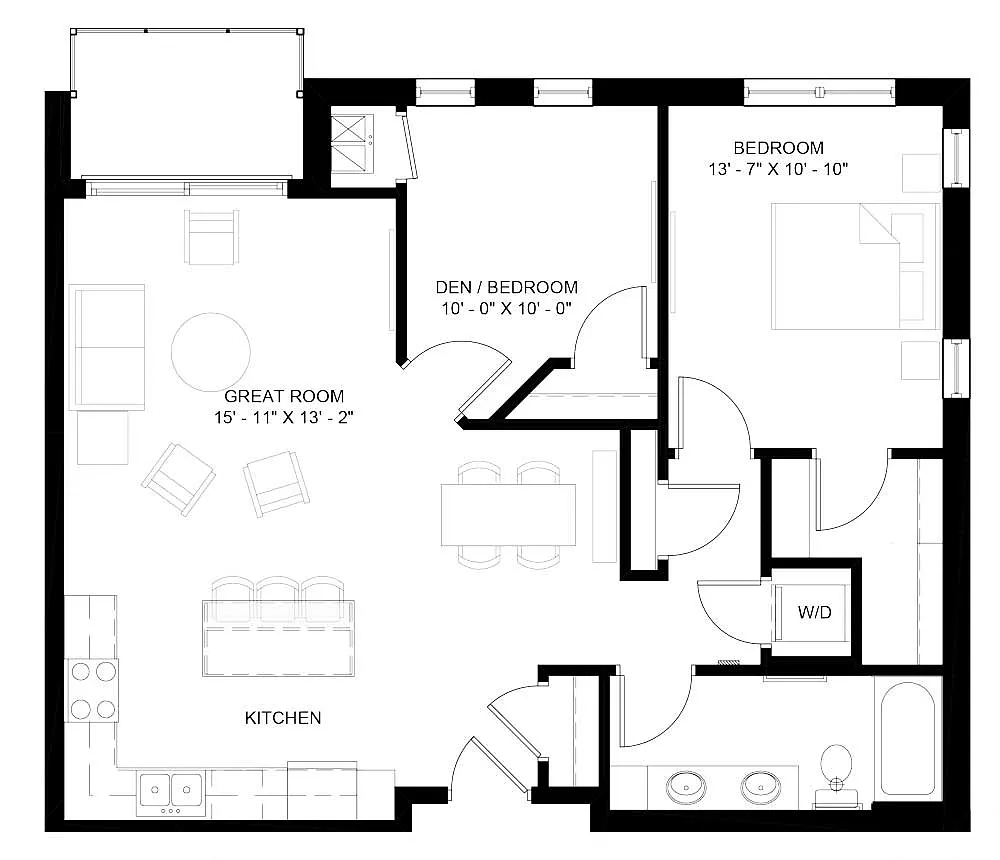 Floor plan The Cascade with Den (B3)