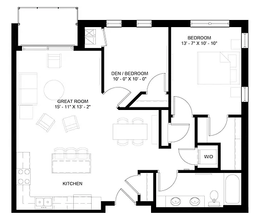 Floor plan The Cascade with Den (B3)