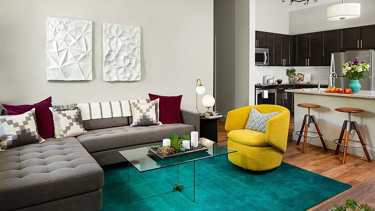 Apartment Living Room with wood Flooring. - Griffis North Union