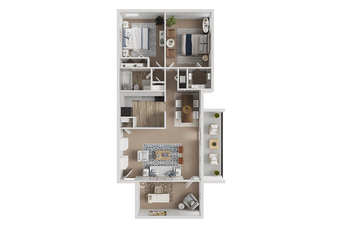 Floor plan 2 Bed & Den - Garden