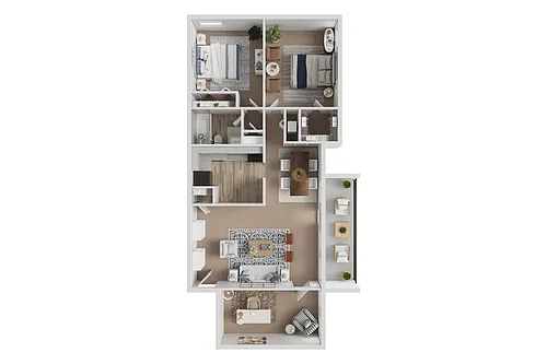 Floor plan 2 Bed & Den - Garden
