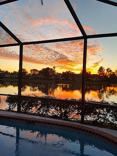 Inspiring sunsets over pool