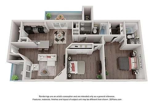 Floor plan 2 Bedroom 2 Bath (Renovated)