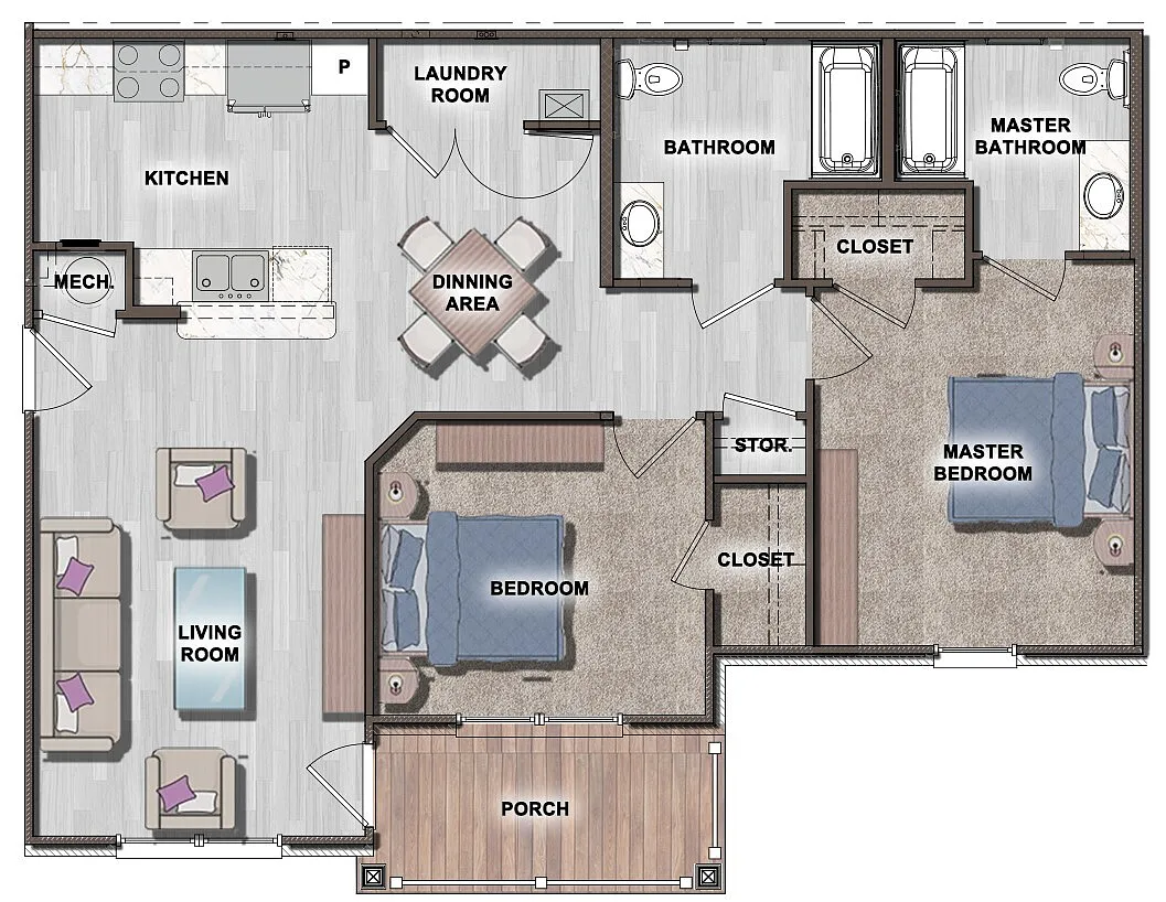 Floor plan 2 bedroom 50%