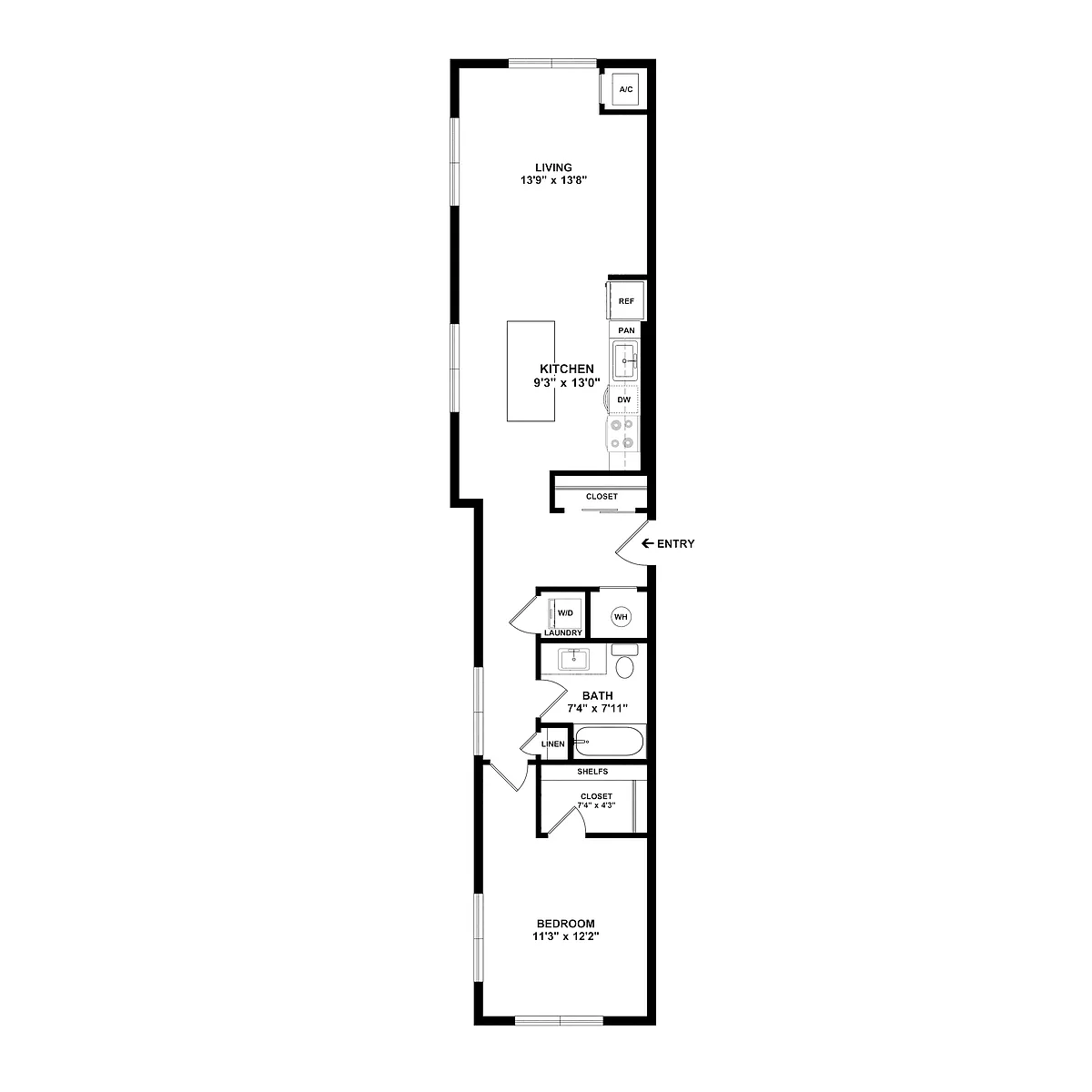 Floor plan 1X1-714