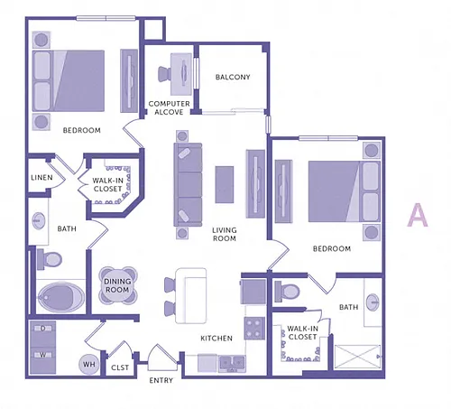 Floor plan 2 Bedroom 2 Bath Plan A Affordable
