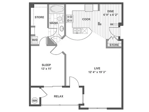 Floor plan 1X1-854