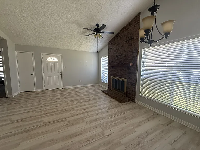 Living area with fireplace