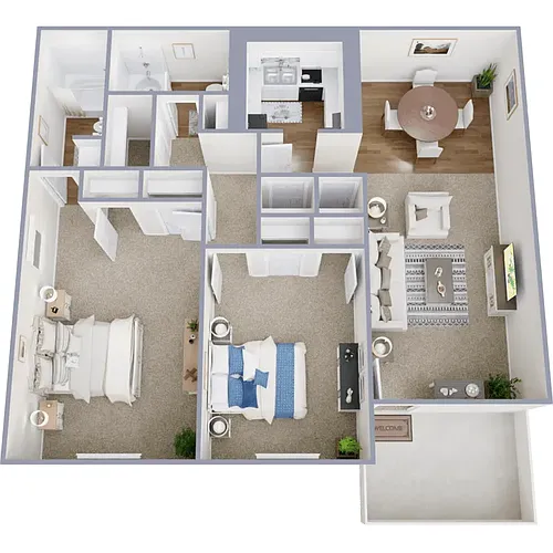 Floor plan 2 Bedroom 2 Bath Upgraded