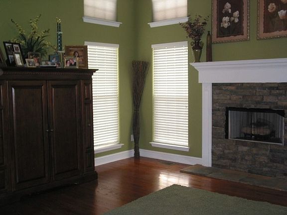Great room with gas log fireplace and lots of sunlight