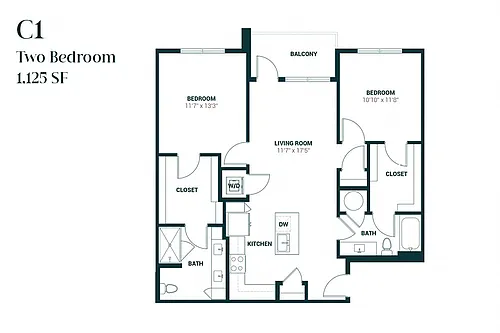 Floor plan Two Bedroom C1