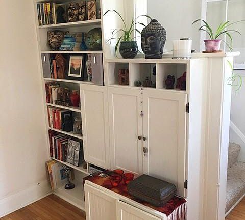 built-in cabinets and shelves in living room