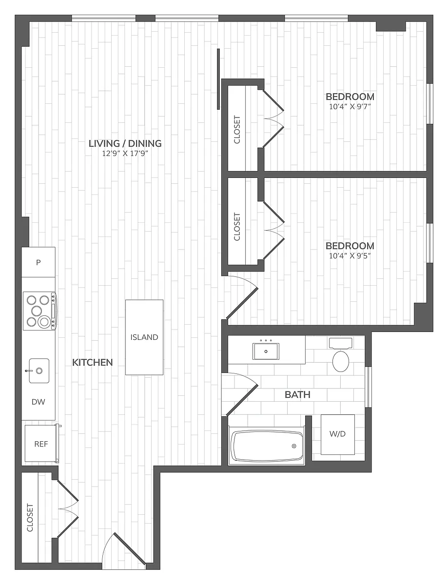 Floor plan 2 Bed - 1 Bath