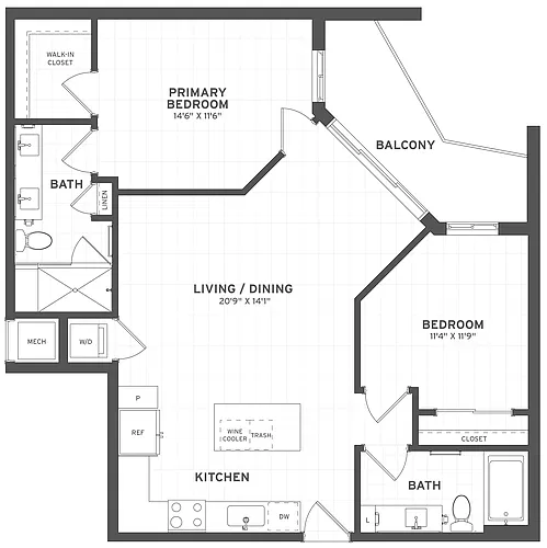 Floor plan 2 Bed/2 Bath-B6