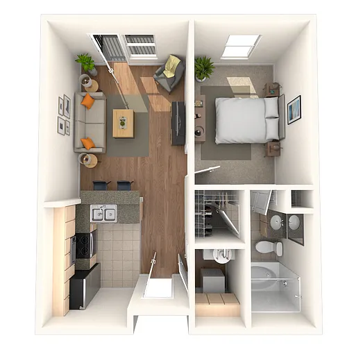 Floor plan Traditional 1x1 654-819 SF