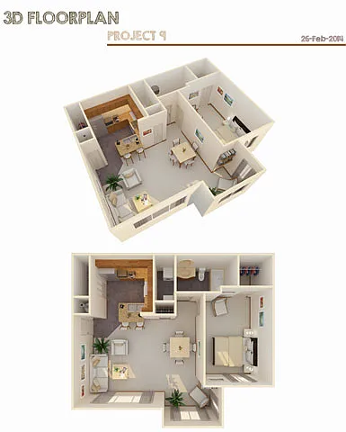 Floor plan 1 Bed 1 Bath w/ Flex Space