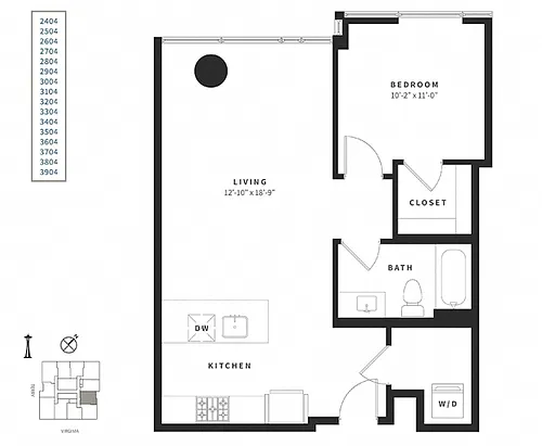 Floor plan 1 Bedroom A8