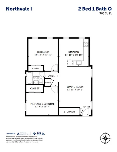 Floor plan 2 Bed 1 Bath O