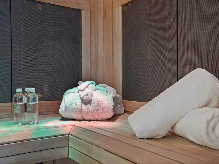 Indulge in ultimate rejuvenation at CURE Spa's exclusive steam room, located nearby.