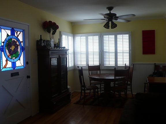 Dining Room and front door with stained glass.